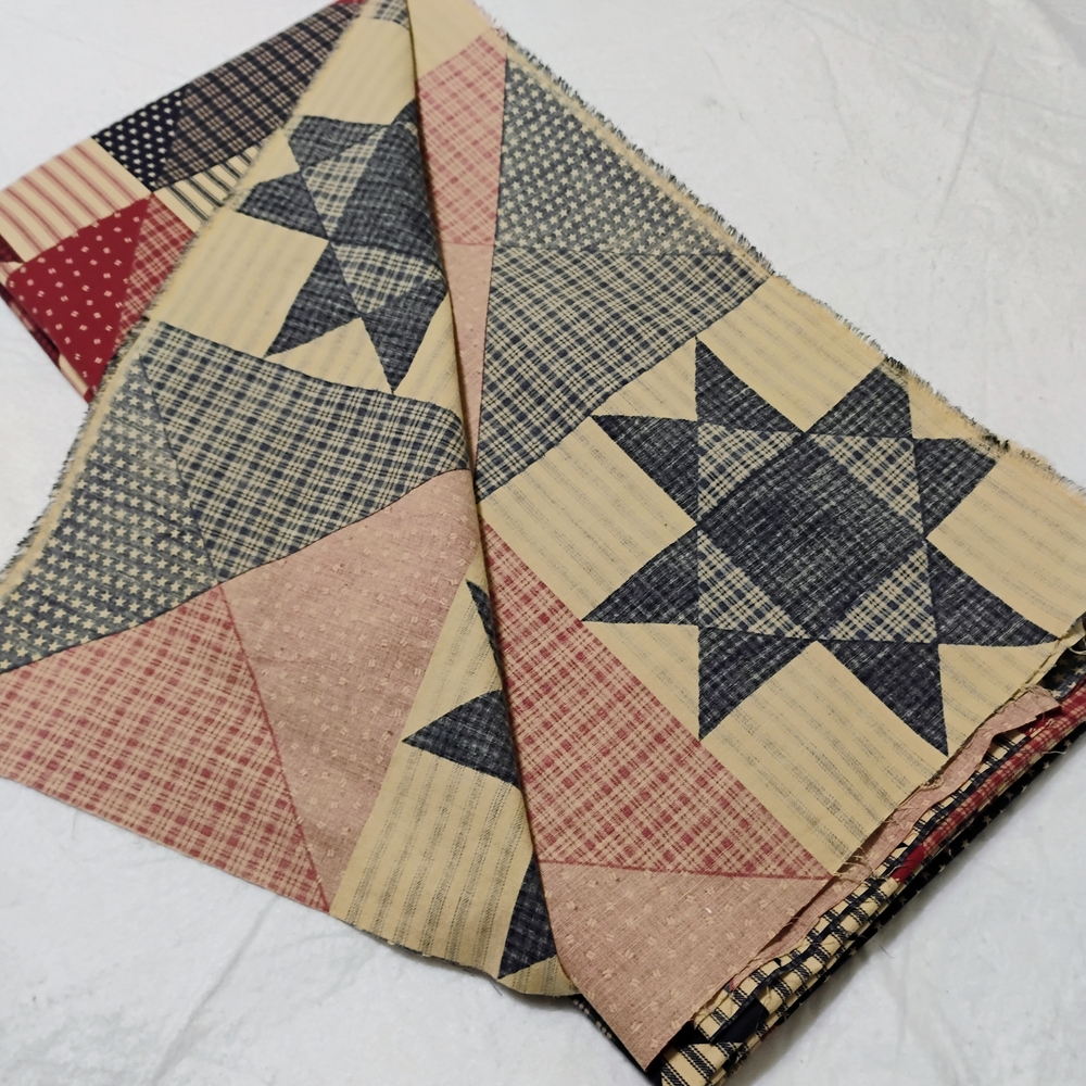 Patchwork Quilt FABRIC with Red and Blue Star Pattern 90" X 90" - Picture 8 of 9